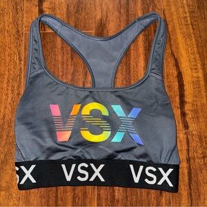Victoria’s Secret VSX Sport Bra XS Gray Rainbow Logo Racerback Athletic